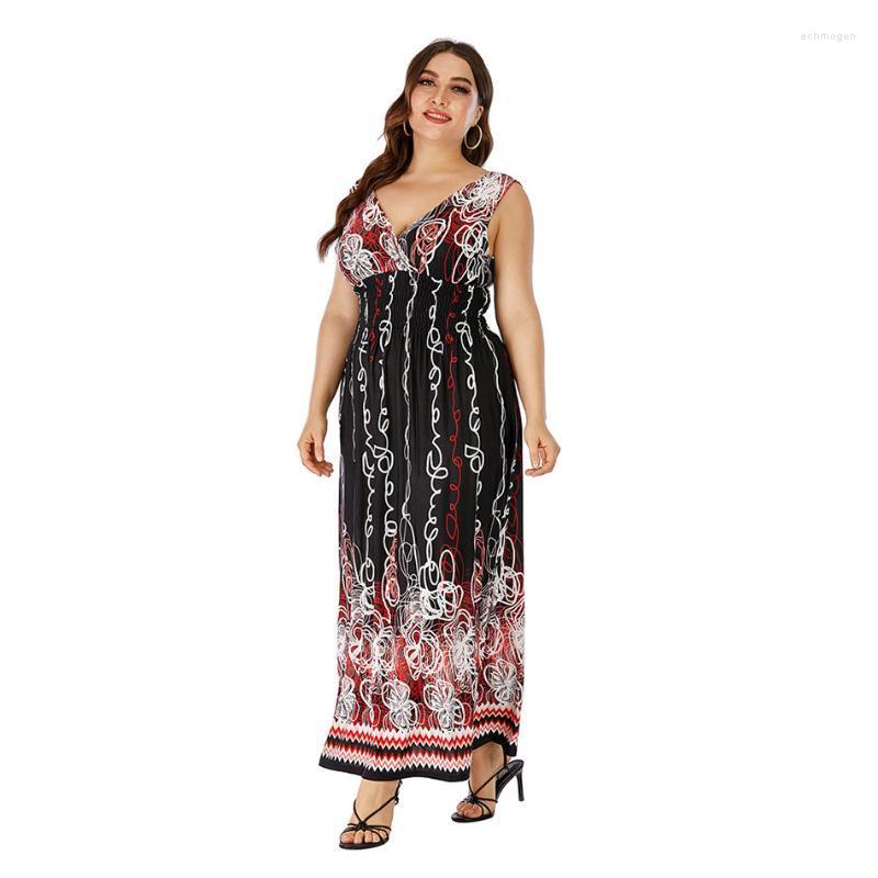 

Plus Size Dresses 2022 912-20 Bohemian Sleeveless Design Sexy 5xl Big Woman Dress Elegant For Female Echm22, 001