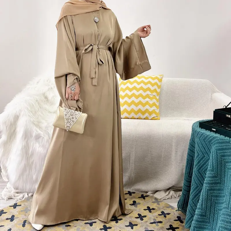 Solid Loose Multicolor Robe Dress Ethnic Clothing Middle East Turkey solids larger Gown Dresses Casual women's Pullover long sleeve round neck large swing dress