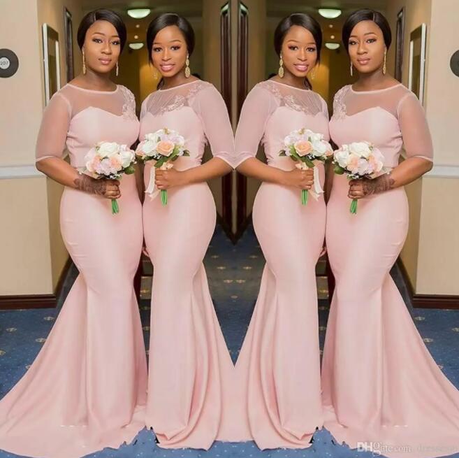 2022 Robes de demoiselle d'honneur rose blush pose