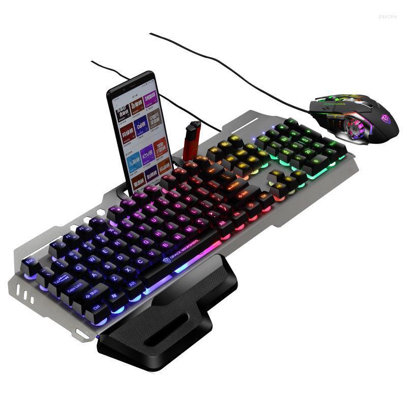 

Keyboard Mouse Combos Wired Luminous Gaming And Set 104 Keys Mechanical Feel Game Breathing Light 1.8M USB Wire For Desktop PC ComputerKeybo