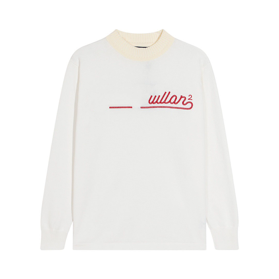 

New AOP jacquard letter knitted sweater in autumn / winter 2023acquard knitting machine e Custom jnlarged detail crew neck cotton gc34w3, White