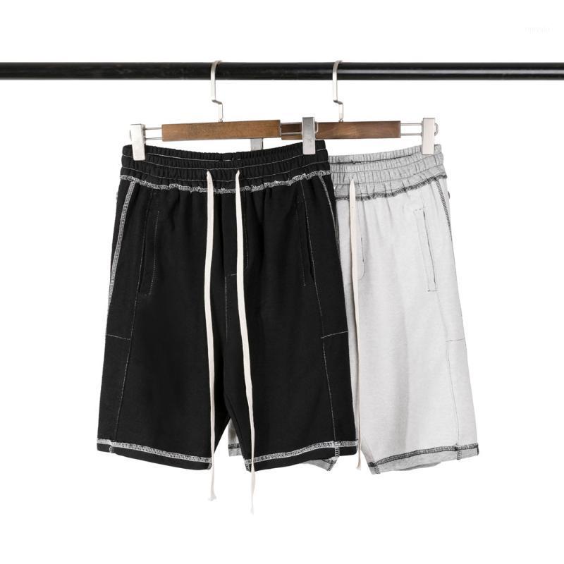 

Men 2022 Hip Hop Cotton Shorts Streetwear Side Buttons Harajuku Jogger Summer Drawstring Cargo Short Pockets Hipster Men, Black