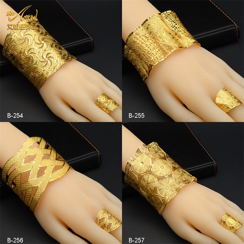 

ANIID Dubai Chain Cuff Bangle With Ring For Women Moroccan Gold Bracelet Jewelry Nigerian Wedding Party Gift Indian Bracelet 220713