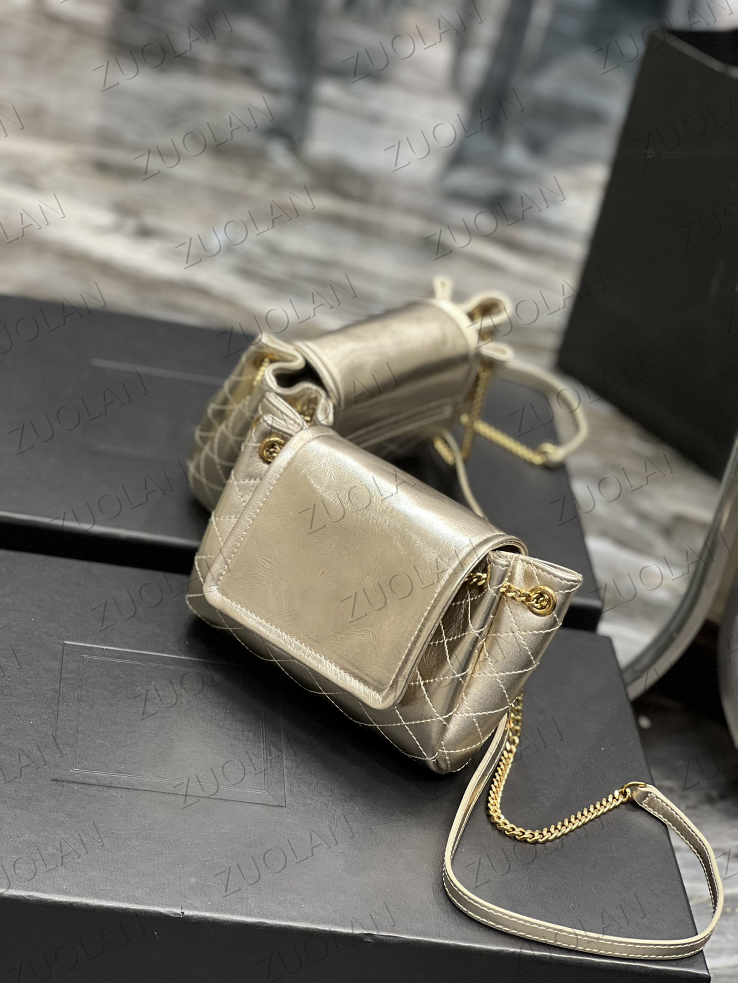 

7A 672738 quality handbags classical soft lambskin NOLITA mini bags design crossbody women genuine leather chain shoulder bag brand fashion luxury designer bags, Gold