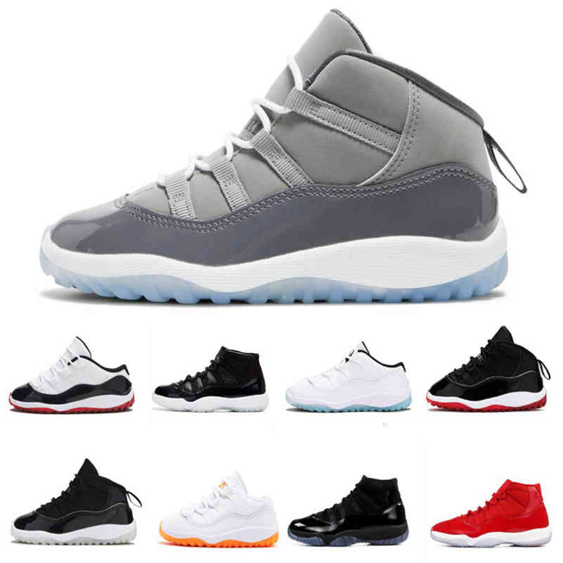 

TopQuality Children Cool Grey 11 Basketball Shoes Infant Bred XI 11S Kids Trainers Concord Num 45 Boys Girls Gamma Blue White Red Sneakers