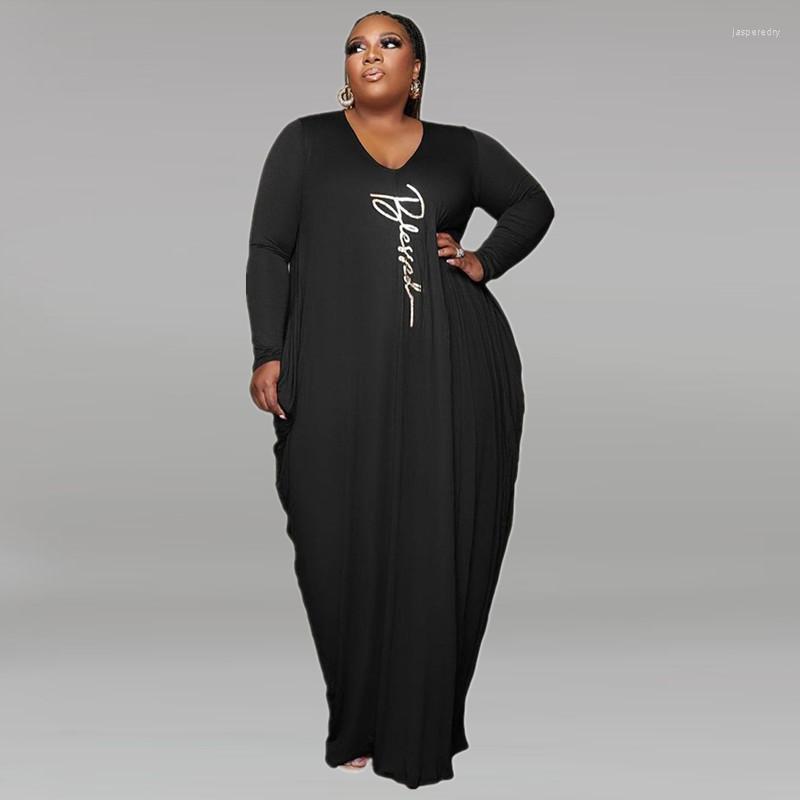 

Plus Size Dresses 4XL 5XL Wholesale Drop 2022 Female Outfit Fashion Long Sleeve Loose Folds Women Casual DressPlus Jasp22, Black