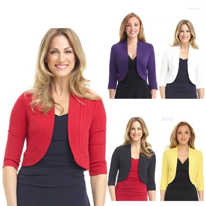 

Women' Knits & Tees 2022 Female Cardigan Coat Solid Color Long Sleeve Short Jacket Crop Tops Spring Fall Yellow/Purple/White/Black/Red Perf