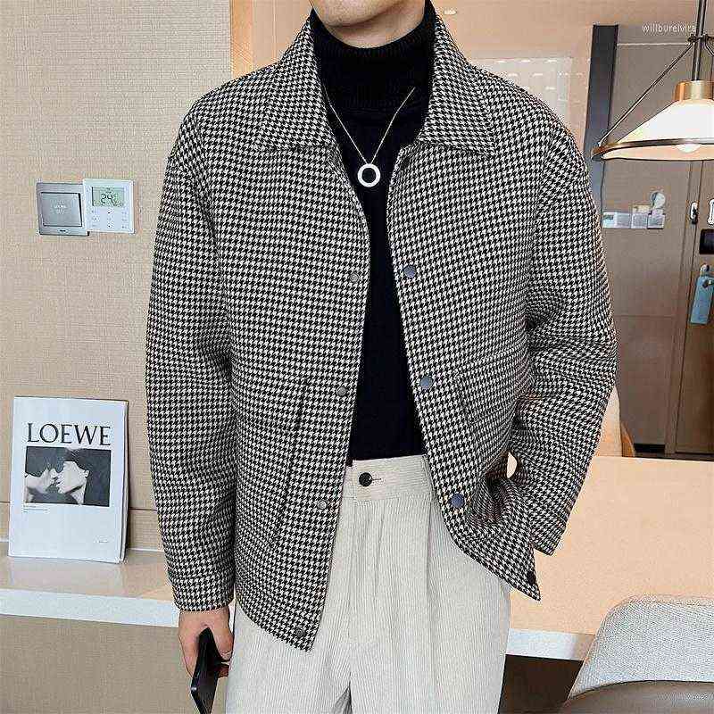 

Men's Wool & Blends Autumn Winter Thick Warm Woolen Jackets Short Loose Casual Trench Coat Streetwear Social Overcoat Windbreaker Man Clothi T220810, Coffee color