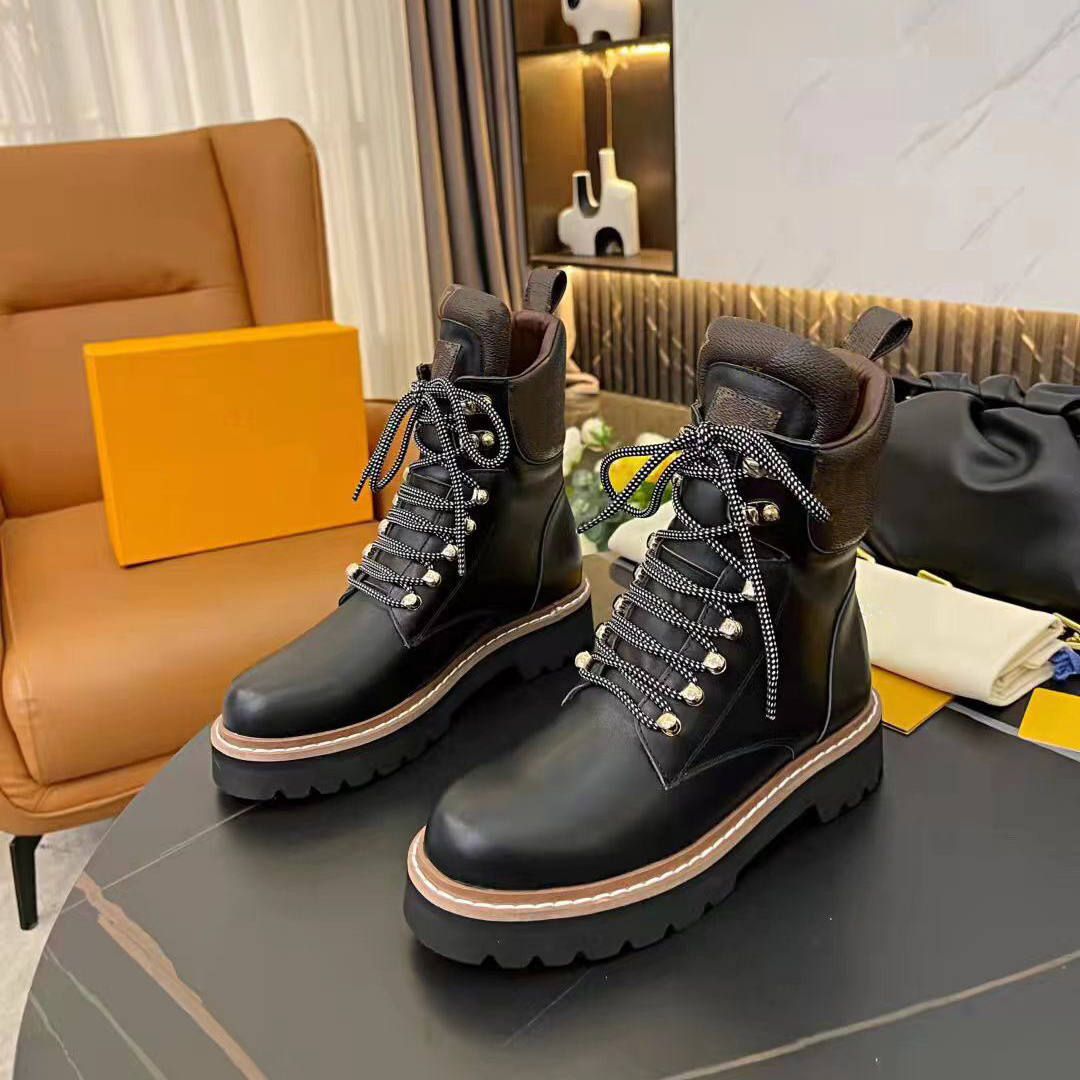 

Designer Beaubourg ankle boot Women Black Wool lining Martin Desert Booties print-canvas chunky platform Shoes Winter calf lace-up hiking boots NO 13, Color 2