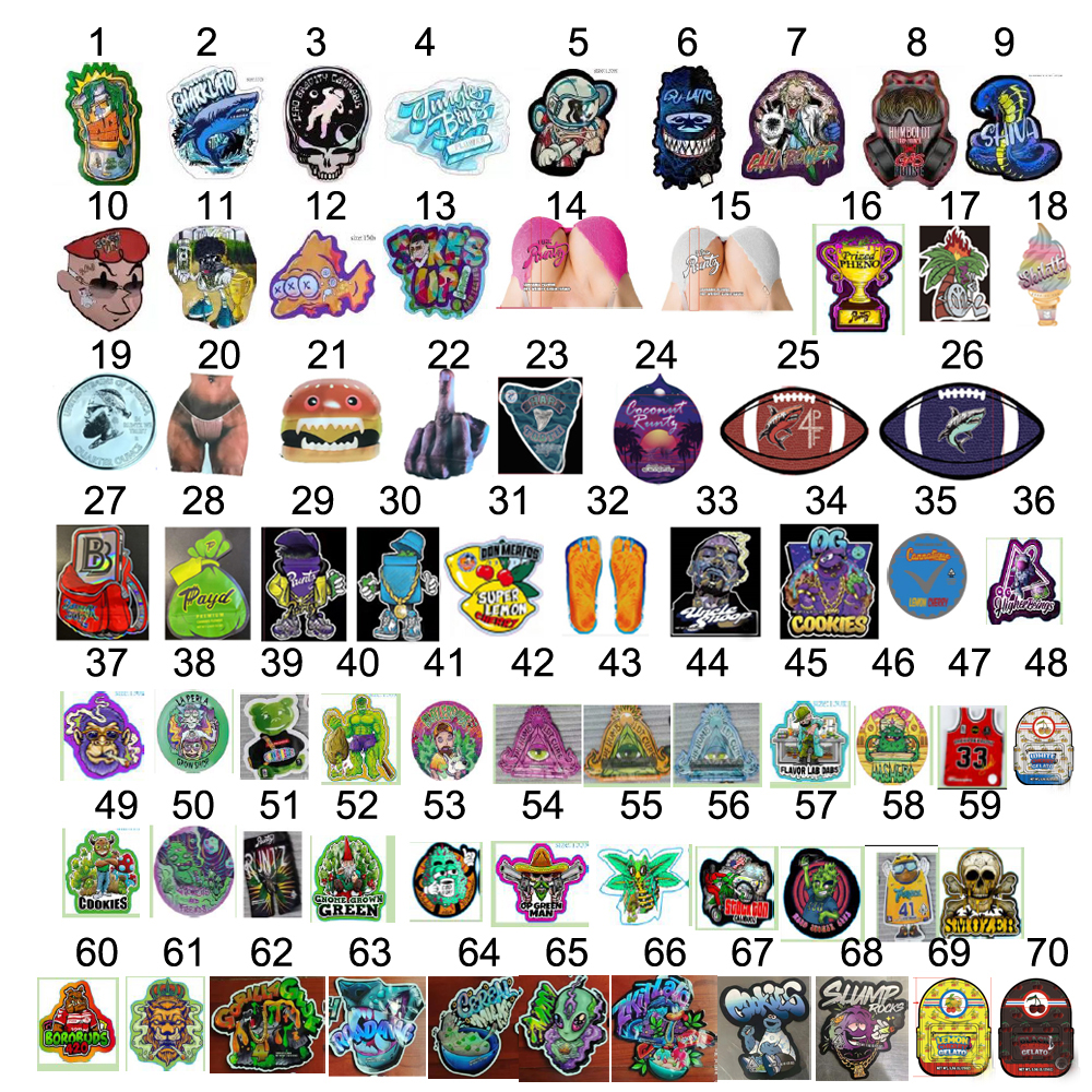 

unique shape die cut 3.5g 7.0g Flower Mylar bags smell proof zipper package EIGHTH delta 8 coochie YUNGLB runtz MCRUNTZ backpack boyz sharklato jokes up BUTLER BUDS
