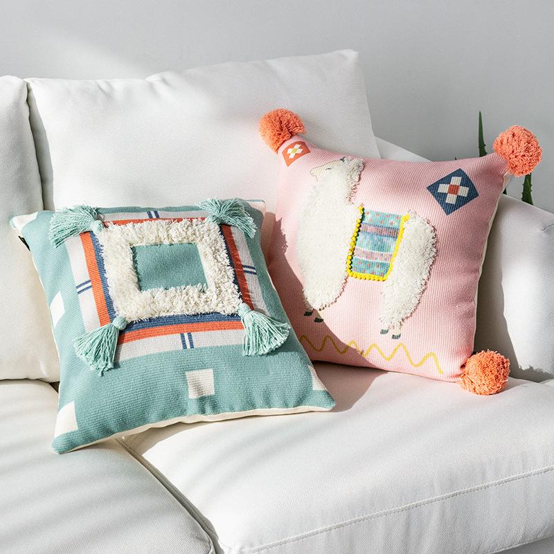 

Pillow Case Northern Europe Light Luxury Cushion Cover Tufted Tassel Throw Pillows Sofa Living Room Bed Chair Home Decor