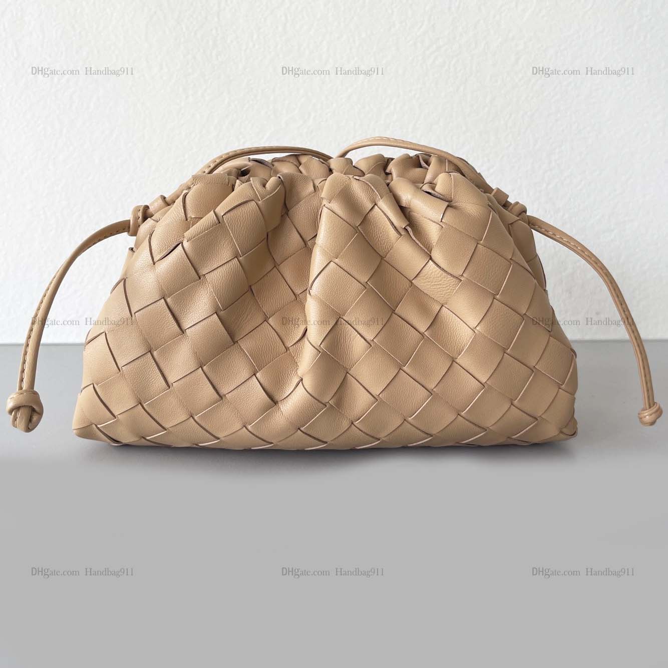

2022 Small Size Clouds Handbags Luxury Design Weave Pouch Bag Genuine Leather Soft Clutch for Women with Leather Shoulder Strap Cross Body Bags, Black