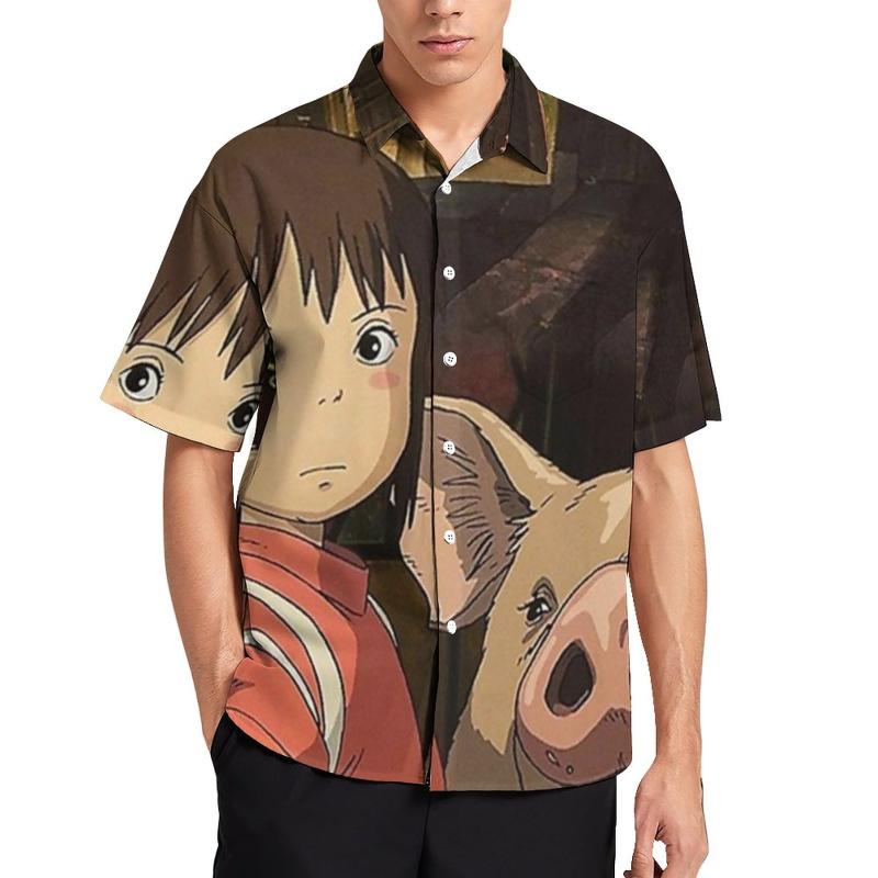 

Men's Casual Shirts Spirited Away Film Hawaiian Shirt Japanese Anime Print Mens Trending Blouses Summer Short-SleevedMen's, Style