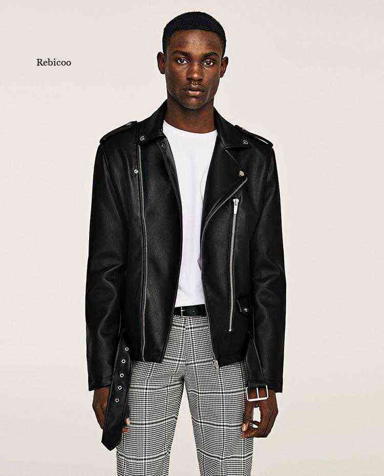 

Spring short leather biker jacket for men style Motorcycle jacket men LIght soft faux leather jackets for women T220728, Black