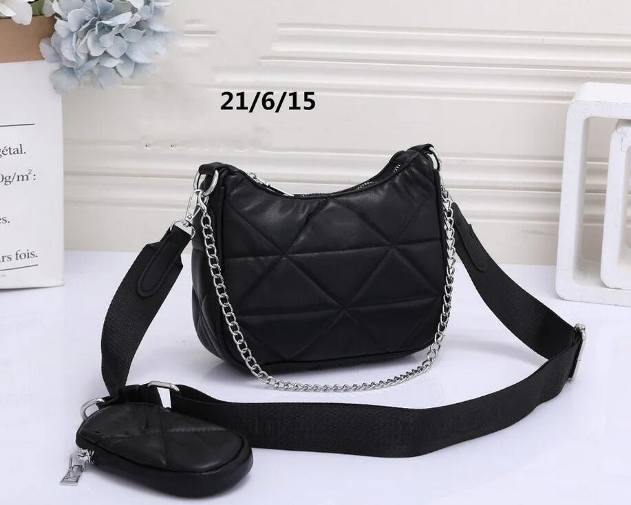 

Designers Shoulder Bags 2-piece Satchels Brand Crossbody Phone Bag women leather Thread Triangle Logo Pack crossbody pocket with zipper pouch chain wallet purse, Extra freight