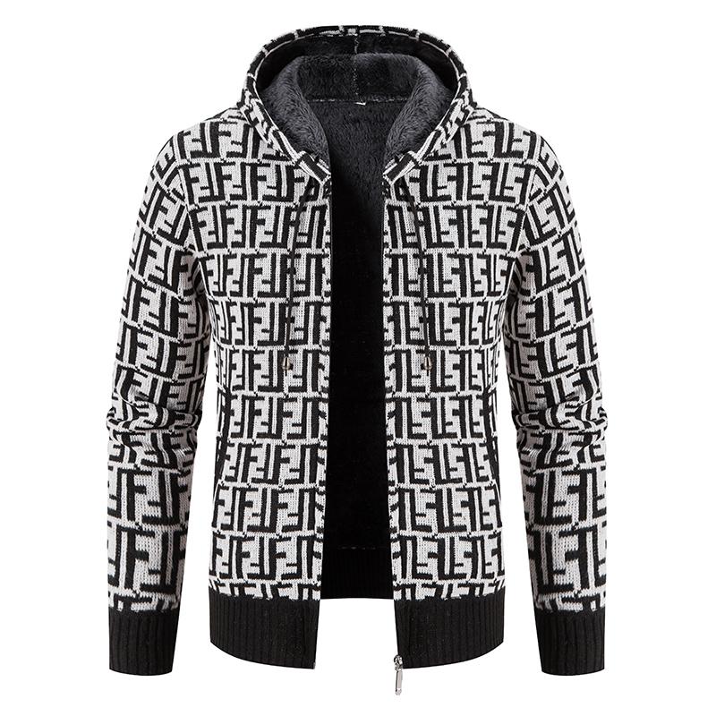 

Men's Sweaters Knitted Drawstring Pockets Men Hoodies Winter Comfortable Warm Coats Men's Fashion Patchwork Colors JacketsMen's, 6665-coffee