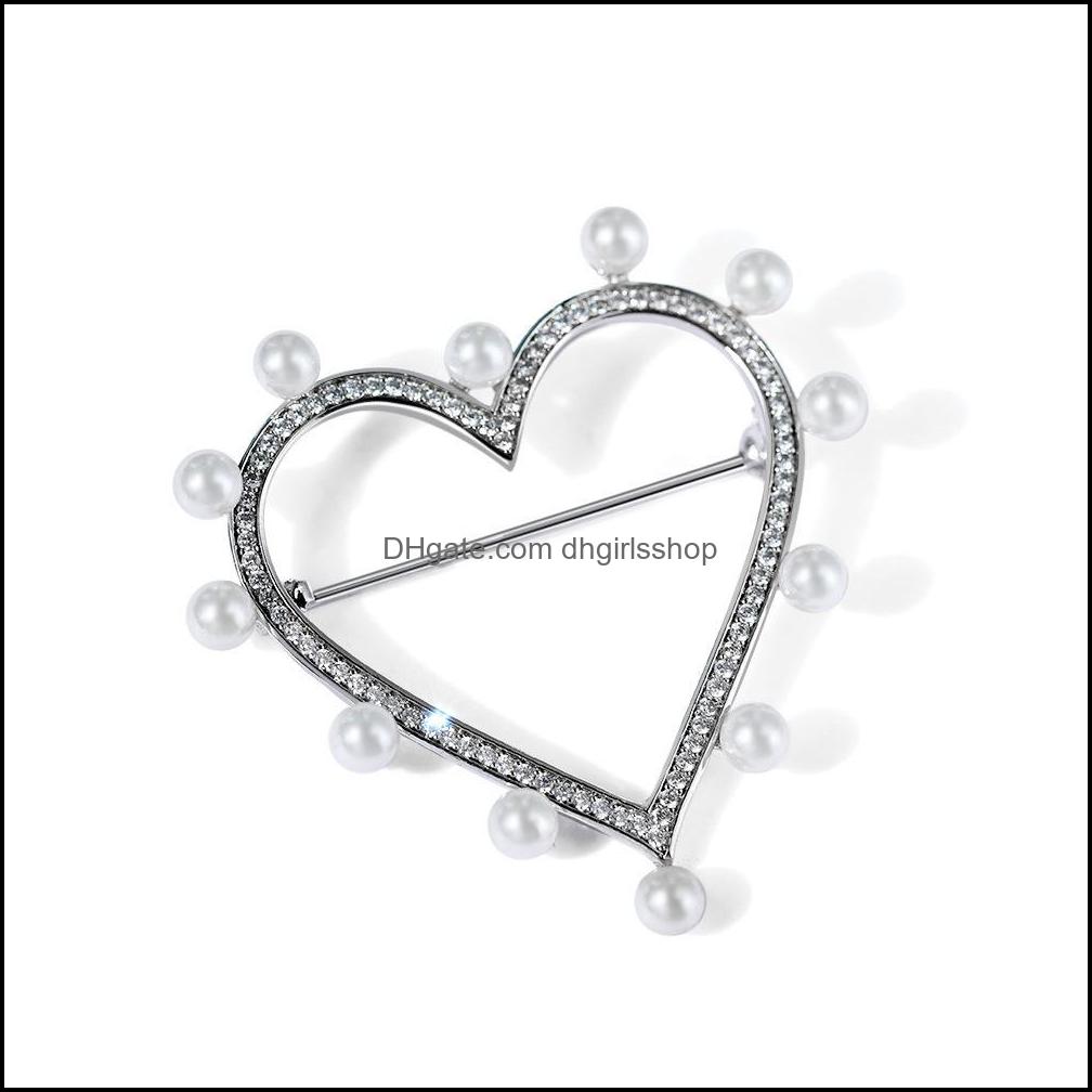 

Pins Brooches Fashion Simplicity For Womens Sliver Heart-Shaped Brooch Jewelry Party Office Clothes Scarf Buckle Garment Dhgirlsshop Dhjsa