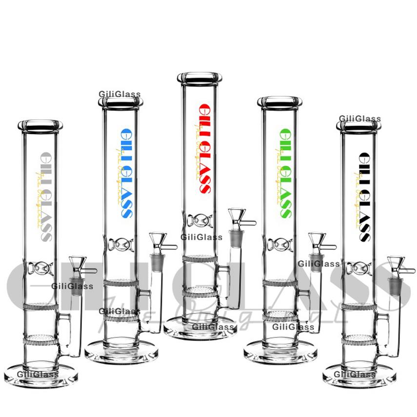 

Gili Double Honeycomb Glass Bong Vortex Oil Rigs smoking water pipes Bongs with Perc pipe dab rig Cyclone Percolator quartz banger274K