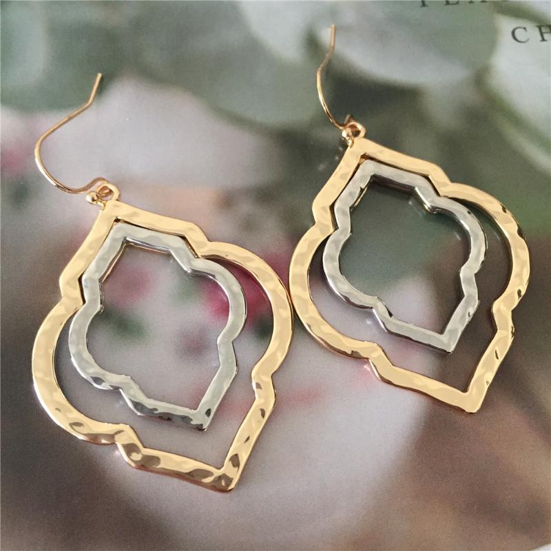 

Dangle & Chandelier Design Lovely Drop Earrings Gold And Rhodium Color Flower Shape Earring For Women Girl Friend GiftDangle