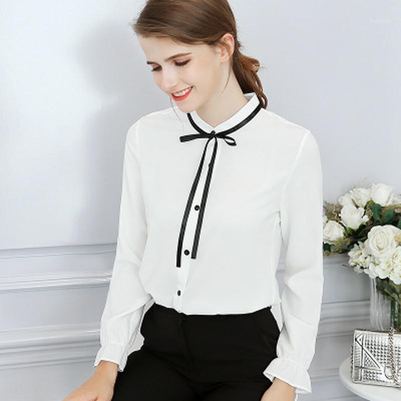 

Women's Blouses & Shirts Latest Women Chiffon Blouse Fastional Casual Shirt Full Sleeve O-Neck Solid For Summer, Pink