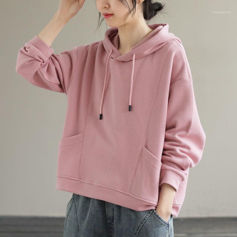 

Women's Hoodies & Sweatshirts 2022 Spring Autumn Woman Hooded Female Solid Sweatshirt Ladies Long Sleeve Casual Warm Pullover Clothes Q150, White