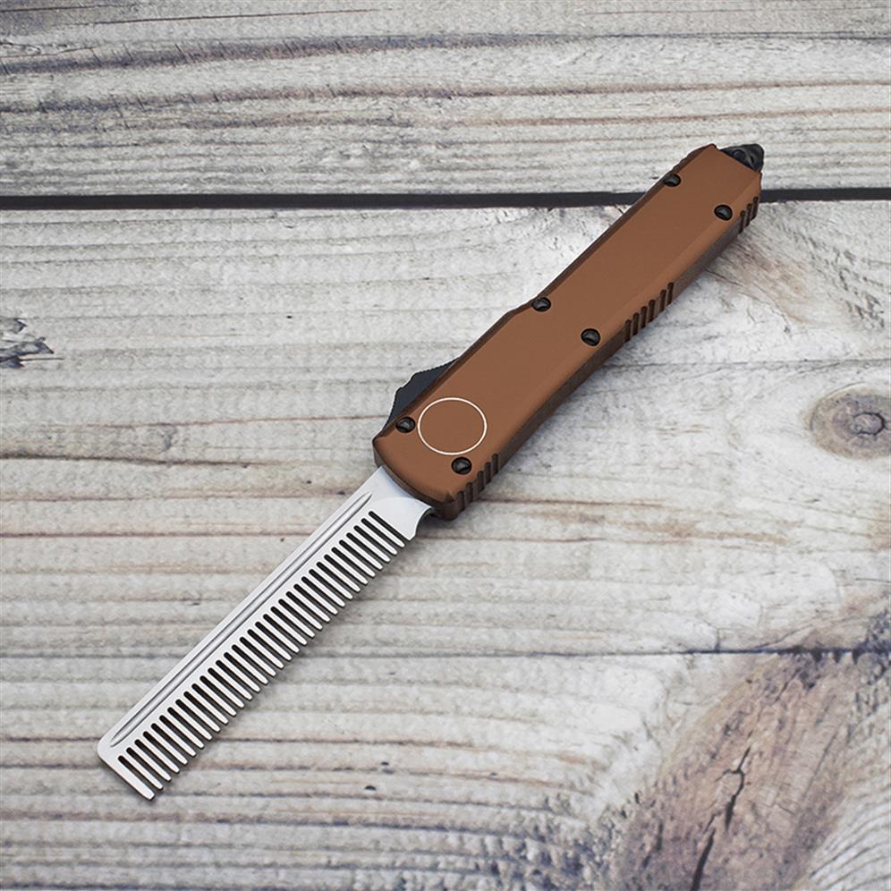 

SUZAKU MADE tactical beard comb UT automatic knife aviation aluminum handle sharp D2 blade outdoor pocket EDC cool tools custom hu258g