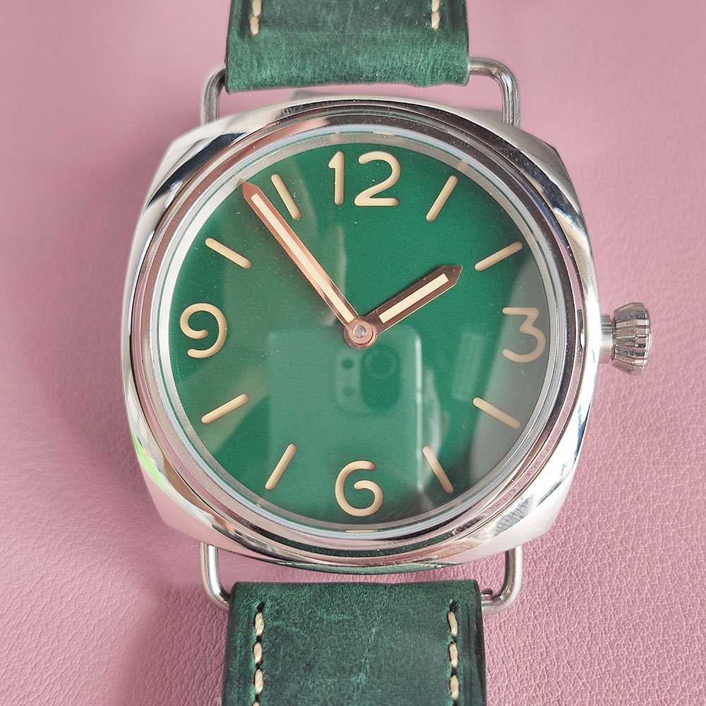 

41MM Luxury Men's Watch Manual Winding 6497 Mechanical Aseptic Dial PVD Coated