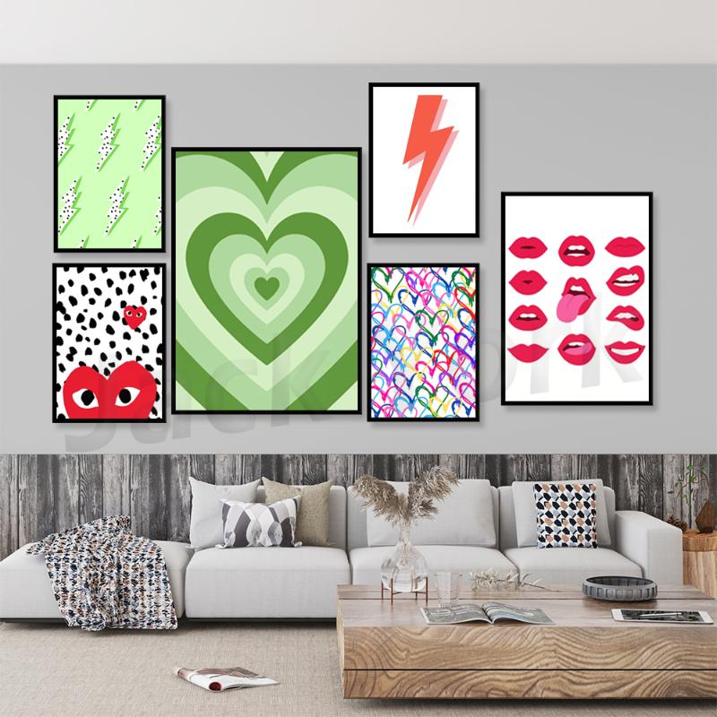 

Paintings Red Preppy Heart With Eyes Art , Digital Print, Wall Art, Poster Room Decor