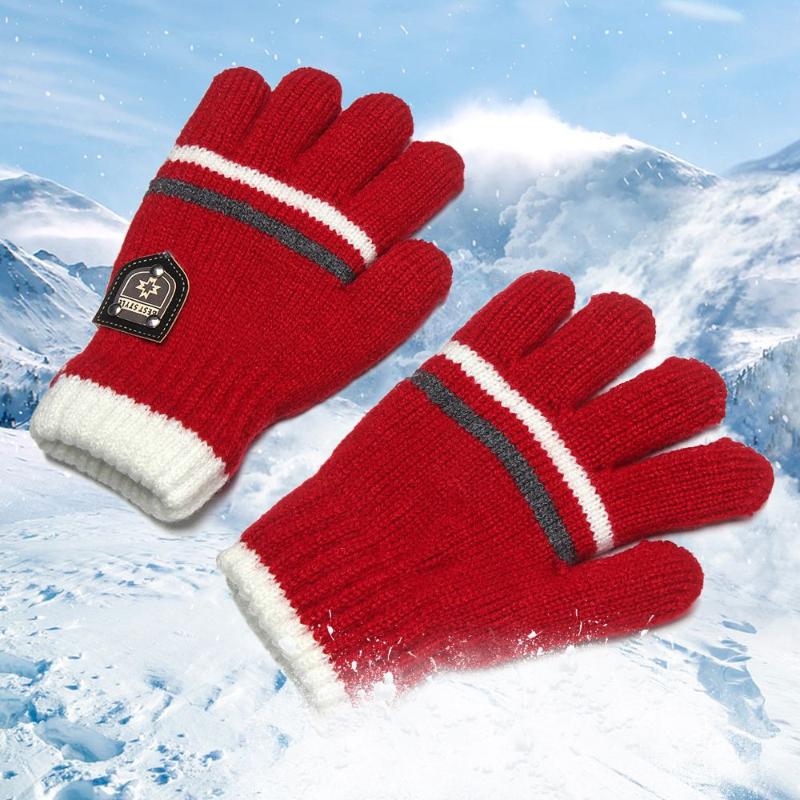 

Five Fingers Gloves Kids Winter Full Finger Knitted Soft Children Mittens 6-12Y Boys Girls Thick Keep Warm Autumn Glove
