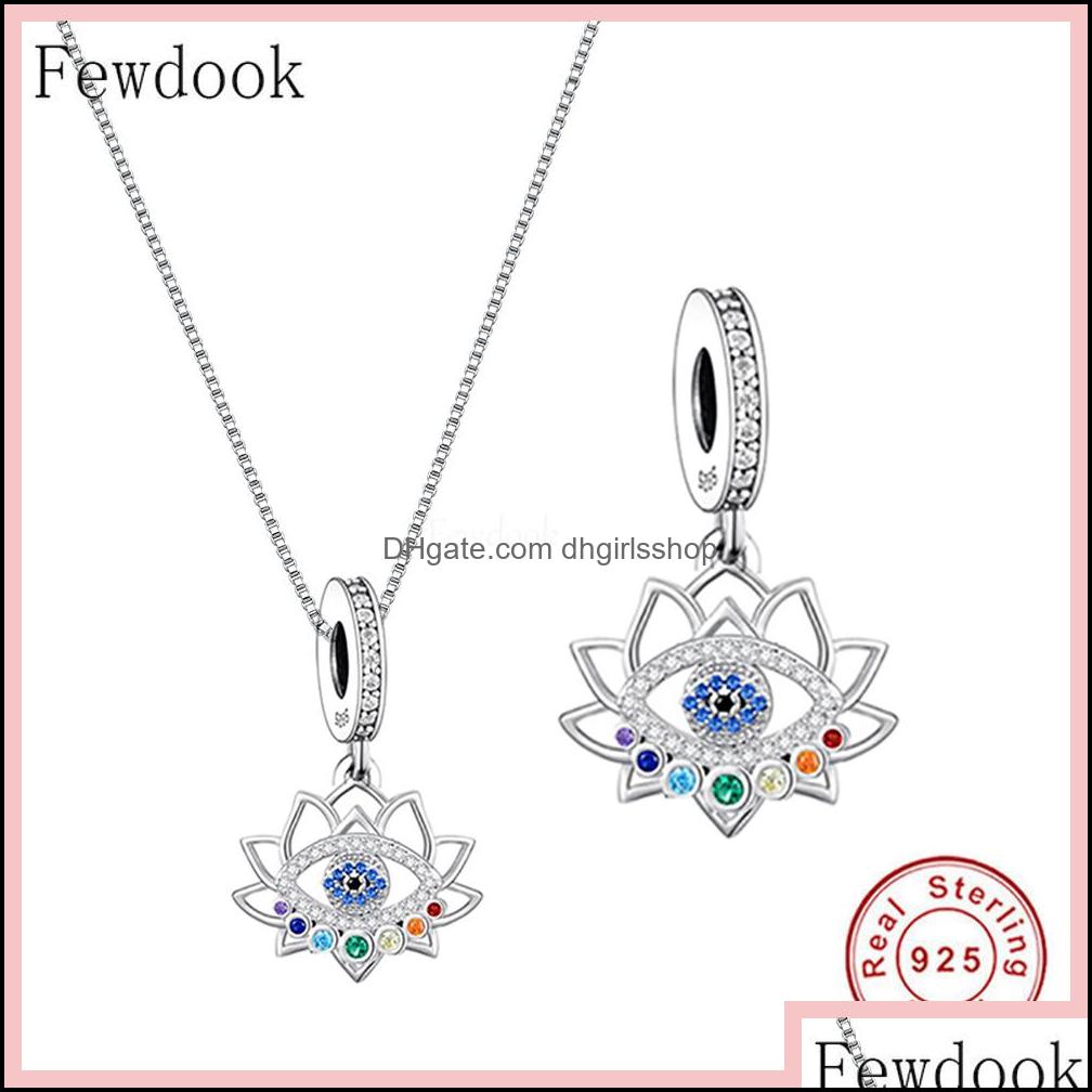 

Sier Loose Beads Jewelry 925 Sterling Hollow Sparkling Colored Lotus Flower Eye Dangle Bead Fit Original Pan Charms Bracelet Dhmkh