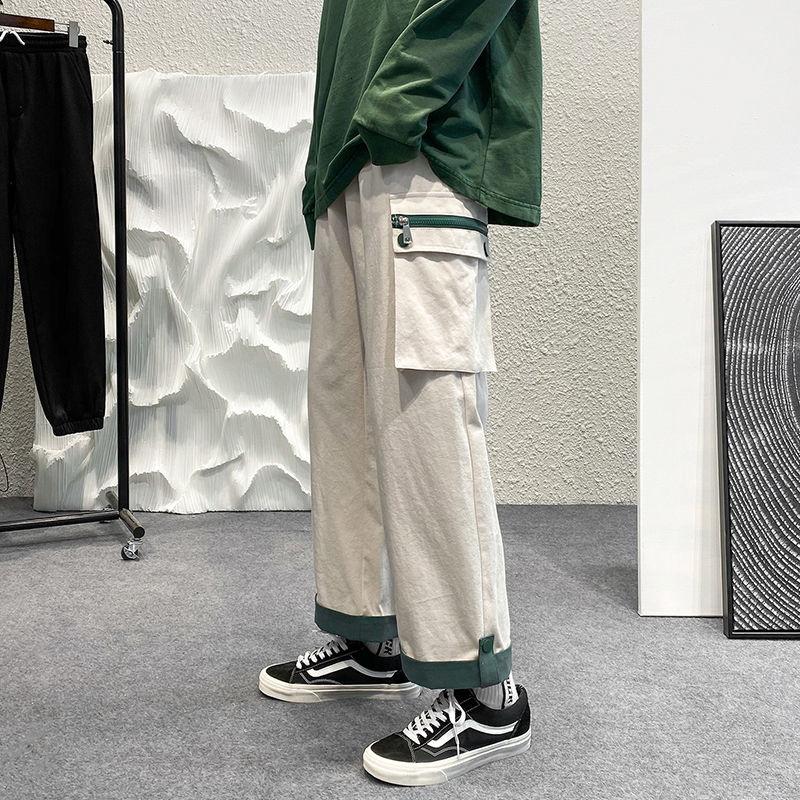 

Men's Pants Trousers Loose Straight-leg Casual Spring And Summer Overalls Korean Style Trendy Harajuku Wide-leg Men, Black
