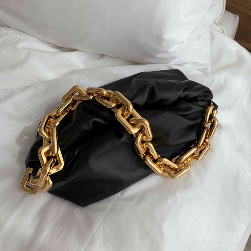 

Bottegas Venetas bvs chain cloud bag Song Kyo same hand cowhide shoulder wrinkled dumpling light luxury, White