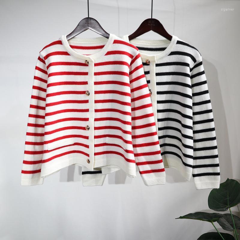 

Women's Knits & Tees Autumn And Winter Striped Knitted Cardigan Korean Version Loose Lazy Style All-match Small Fragrance Sweater CoatWomen', Black