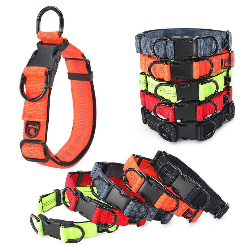 

Heavy Duty Reflective Double D Ring Nylon Running Dog Collar for Dogs