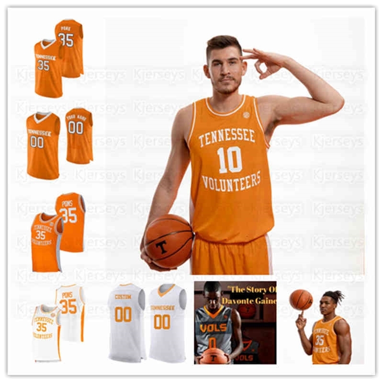 

A001 Tennessee Volunteers Basketball Jersey Bowden Yves Pons Lamonte Turner Grant Williams Admiral Schofield Bone John Fulkerson Josh Richardson, Orange round neck