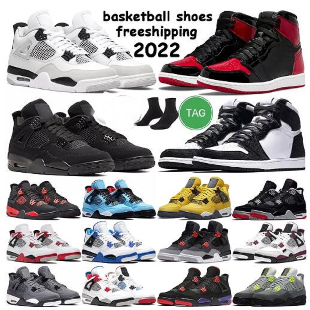 

woman man mens 4s 1s Sneaker Basketball Shoes 1 4 Red Thunder University Blue Black Cat Sail Cement 1s Hyper Royal men women outdoor trainers sneakers, # 19