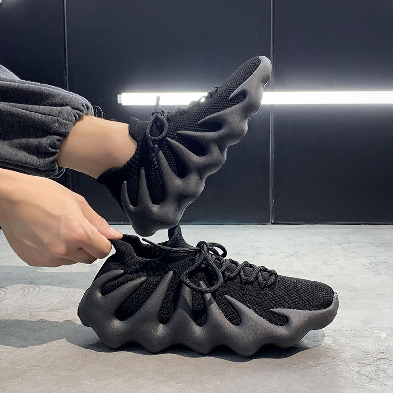 

Mens Shoe Knitted Breathable Lace-up Round Toe Women Sneaker Octopus Coconut Casual Shoes Comfortable Rubber Soled Shoes Foam Runner Fashion Light