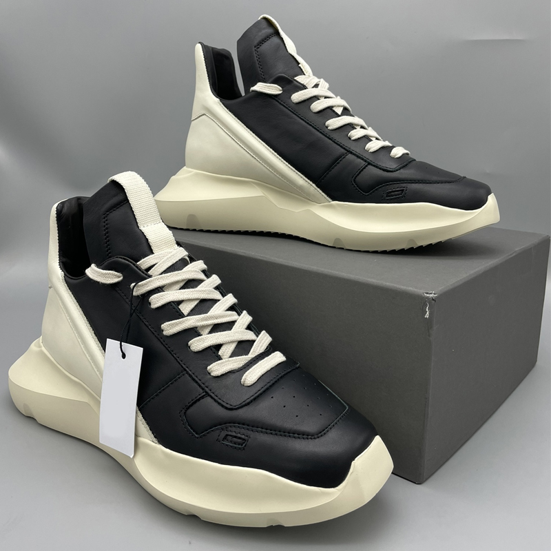High Street Rick Men Sneakers Sport Walking Shoes Genuine Leather Men's Casual Shoes Designer Women Boots Owens Streetwear Women's Snea