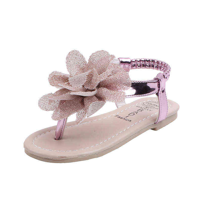 

Girls' Sandals Summer New Flowers Baby Children's Shoes Fashion Soft-soled dent Sandals Slippers Beach Sandals Girls Shoes G220418