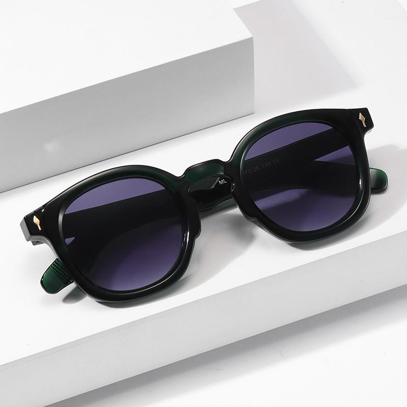 

Sunglasses 2022 Korean Style PC Ladies Round Blackout Leopard Print Rivets ML6026