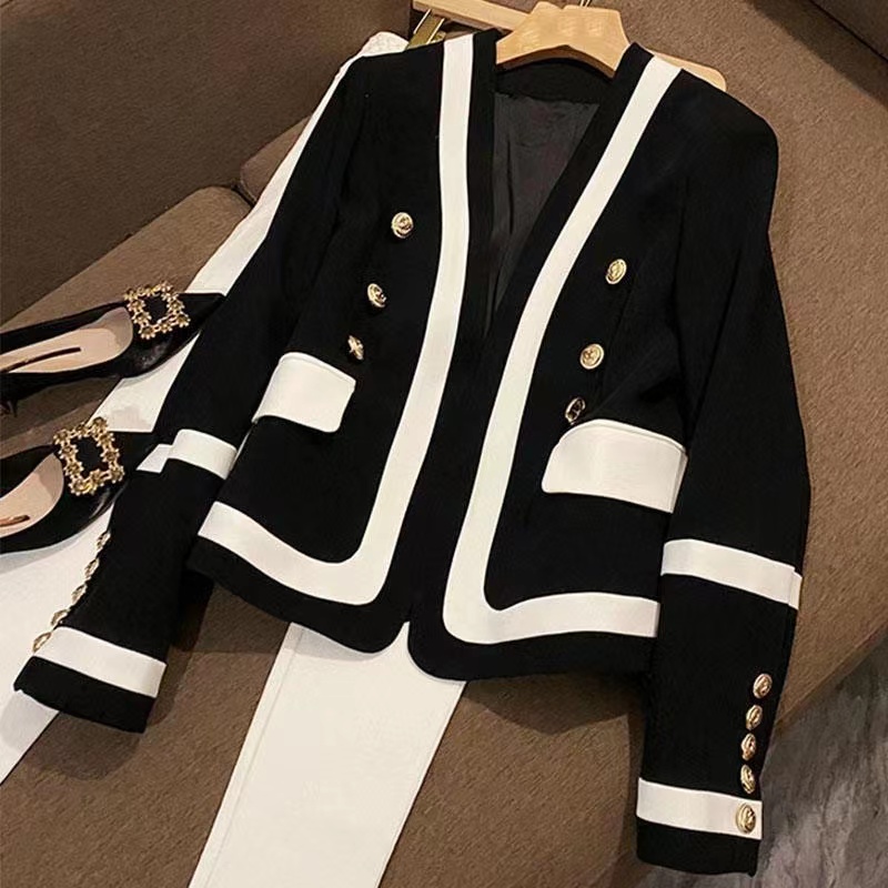 

T251046 Womens Suits & Blazers Tide Brand High-Quality Retro Fashion designer White Black Series Suit Jacket Lion Double-Breasted Slim Plus Size Women' Clothing