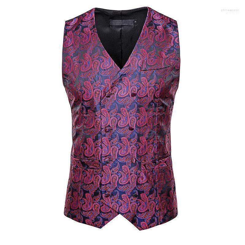 

Men' Vests Big And Tall Size XXL Classic Paisley Jacquard Waistcoat Vest Handkerchief Party Wedding Sleeveless Suit Jackets Male Phin22, Navy formal vest