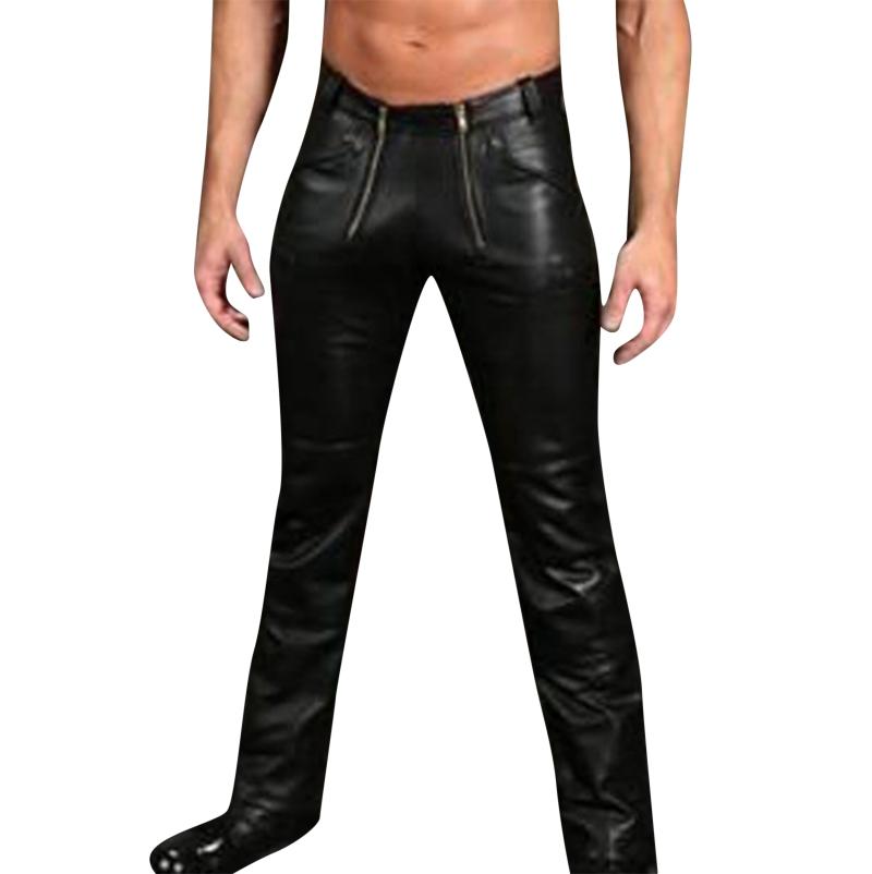 

Men' Pants Size Leather Men' Large Casual Fashion Zipper Trousers PantsMen, Black