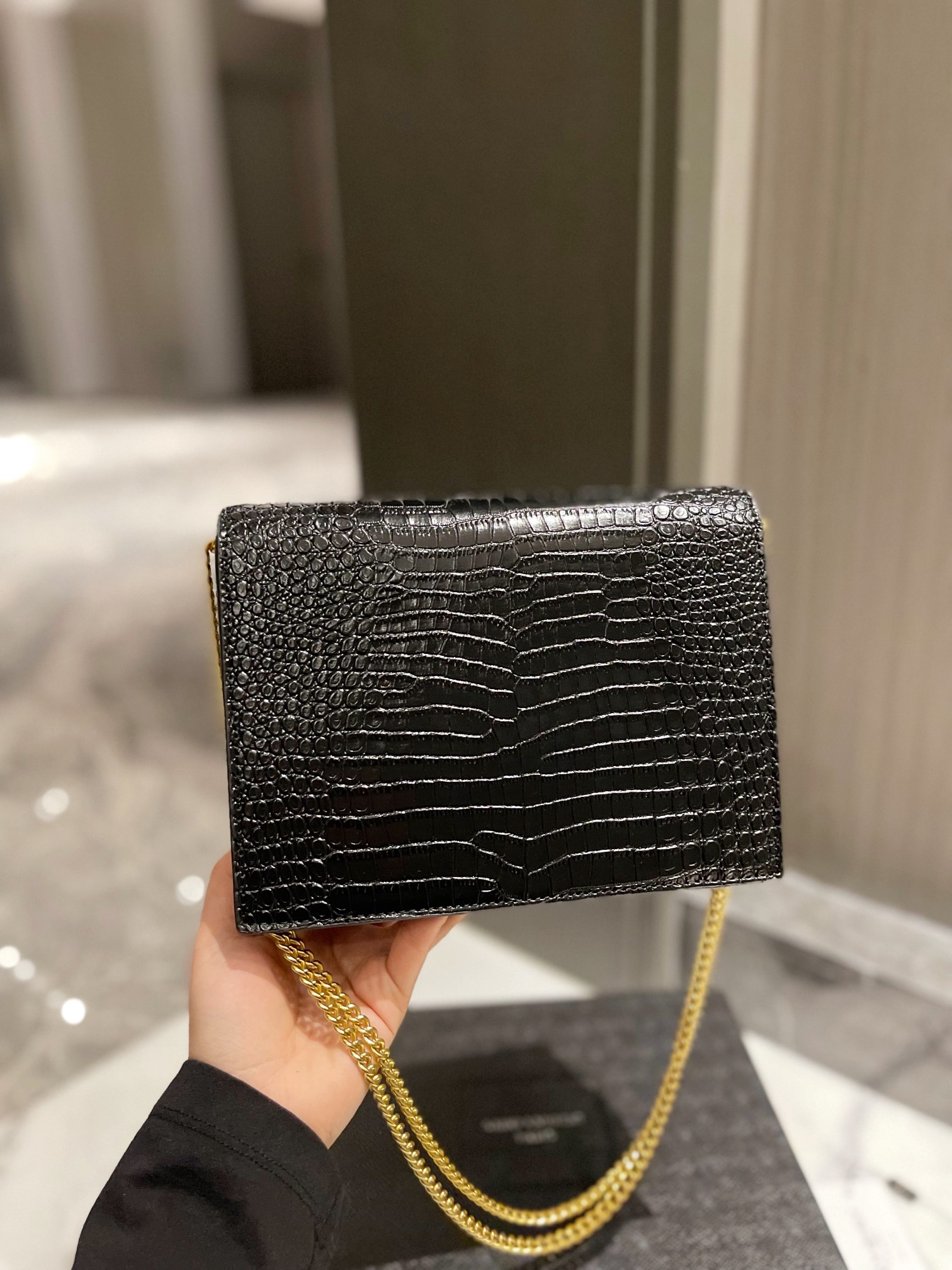 

YS1 2022 Cassandra bag crocodile Calf leather luxury womens handbag makeup beach weekender bag, Photo