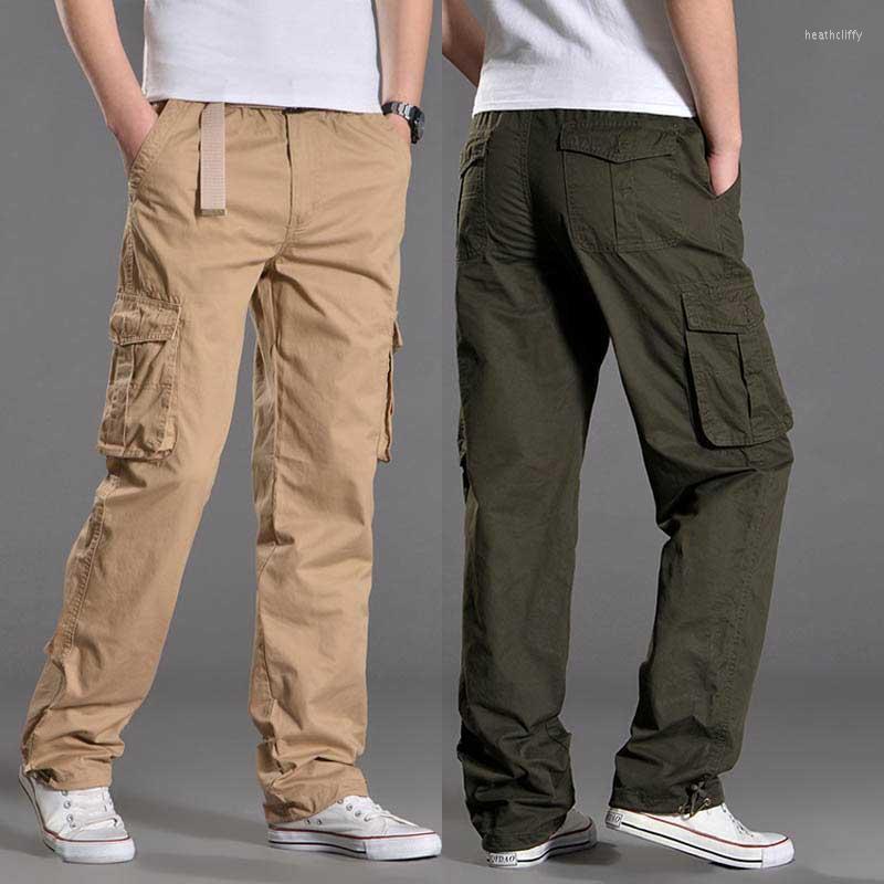 

Men's Pants Spring Summer Cargo Many Pocket Men Casual Straight Loose Baggy Trousers Cotton Big Size Male Joggers ClothesMen's Heat22, 1-235 army