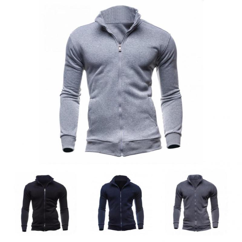 

Men's Jackets Stylish Zipper Ribbed Bottom Sweatshirt Men Streetwear Cuff, Black