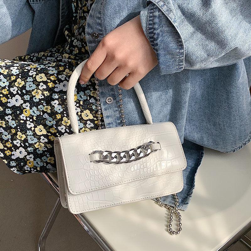 

Evening Bags Fashion Ladies Flap Shoulder Messenger Bag Crocodile Pattern Female Square Crossbody Solid Color PU Leather Women Handbags, Black