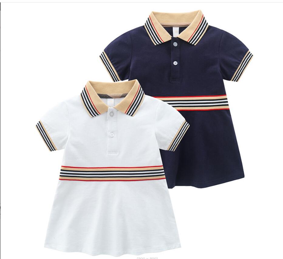 

Girls Dress 2019 INS Hot Styles New Summer Styles Girl Kids Sailor Collar Short Sleeve Elegant High Quality Cotton Dress, White