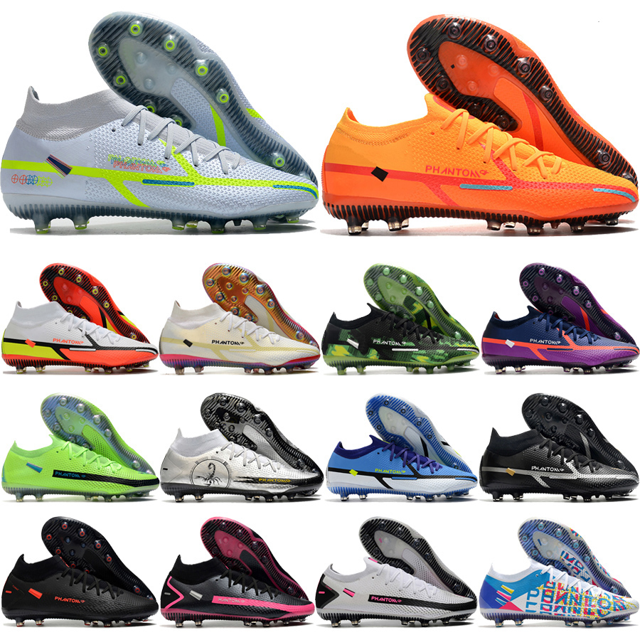 

send with bag Phantom GT2 Elite AG Football Boots Mens Soft Leather Comfortable Soccer Shoes Orange White Gold Green Camo Purple Blue Knit Socks ACC Football Cleats, L 2