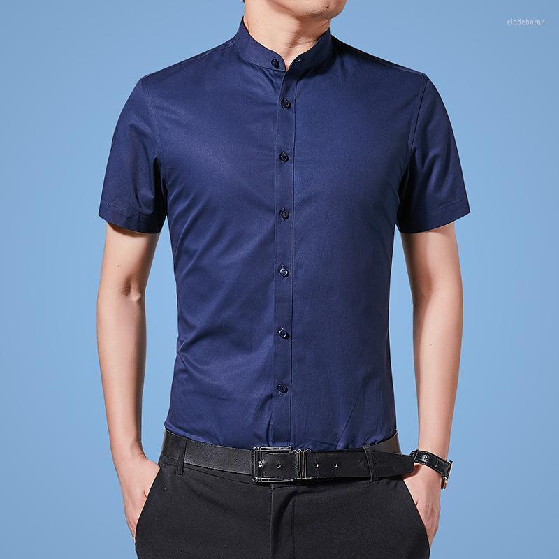 

Men's Dress Shirts High Quality Men Fashion Oversized Clothing Short-sleeved Casual Business Shirt Solid ShirtsMen's Eldd22, Black